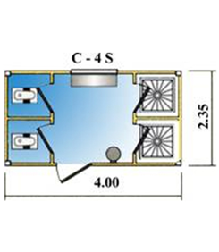 Caseta de 4m. con sanitarios
